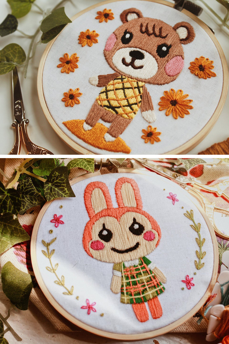 Animal Crossing embroidery