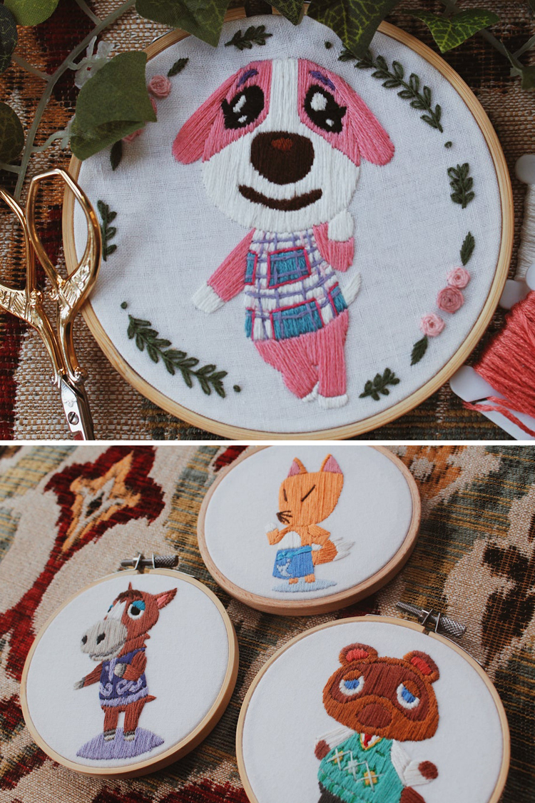 Animal Crossing embroidery