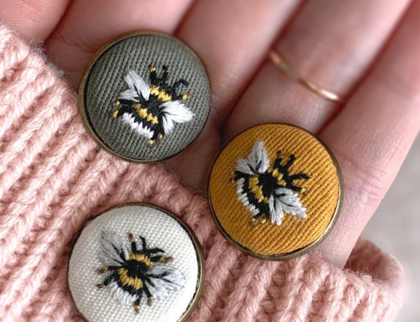 Bee embroidery on pins