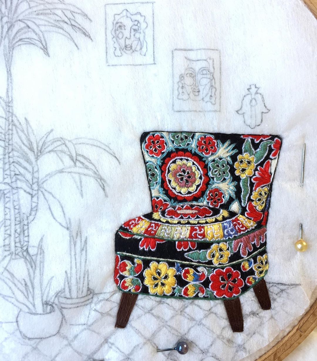 Interior embroidery by Fatma Karaca