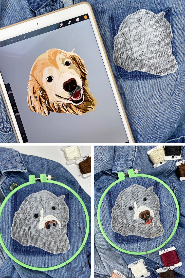 Dog embroidery on a coat