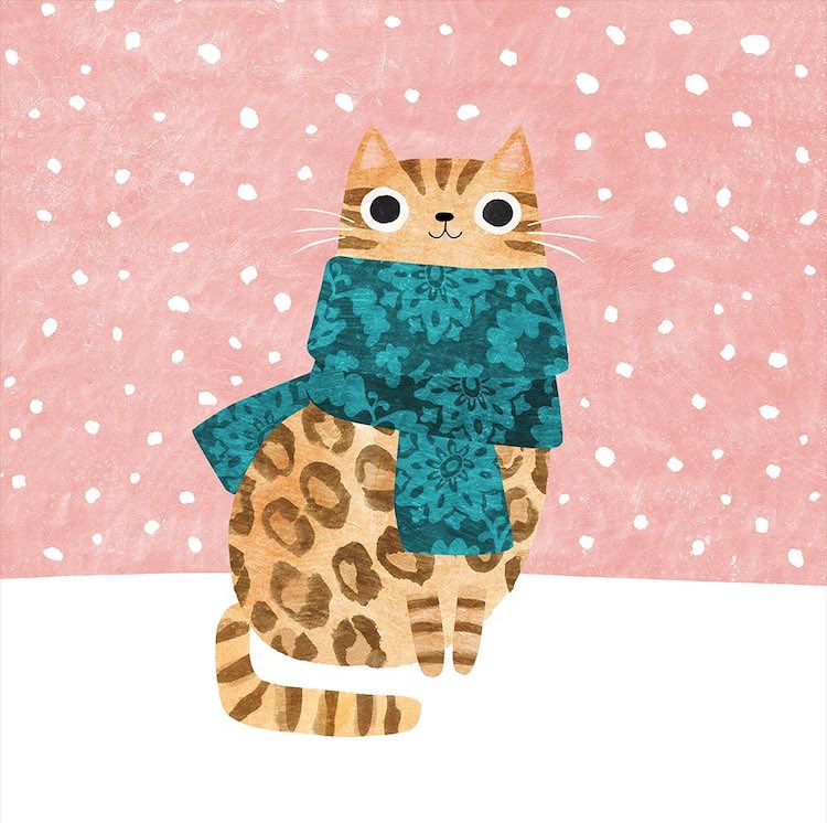 Kitty Wearing a Scarf by Angie Rozelaar