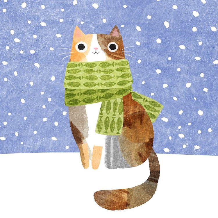 Kitty Wearing a Scarf by Angie Rozelaar