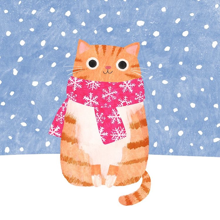 Kitty Wearing a Scarf by Angie Rozelaar