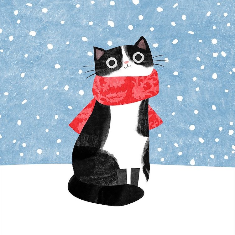 Kitty Wearing a Scarf by Angie Rozelaar