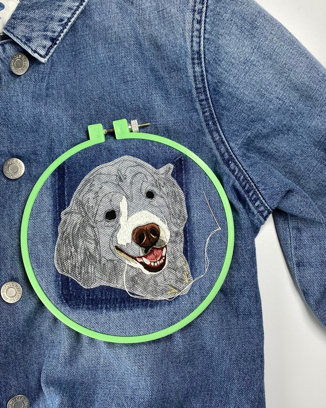 Dog embroidery on a coat