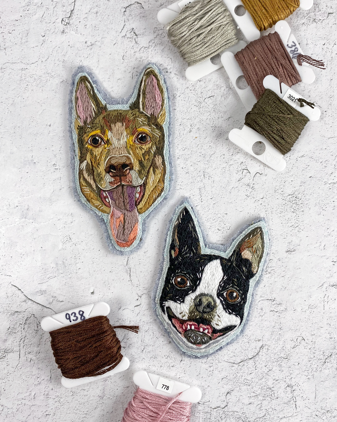 Custom Pet Portrait Patches by Brown Paper Stitch