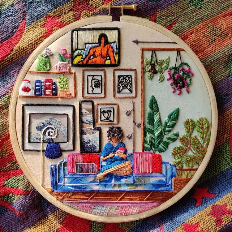 Interior embroidery by Anuradha Bhaumick