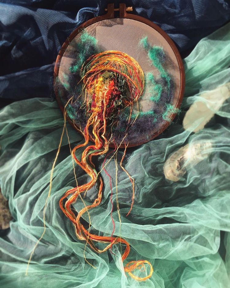 Jellyfish embroidery