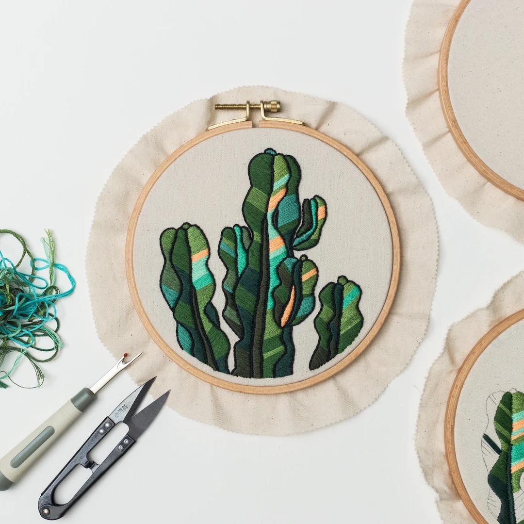 Cactus embroidery pattern