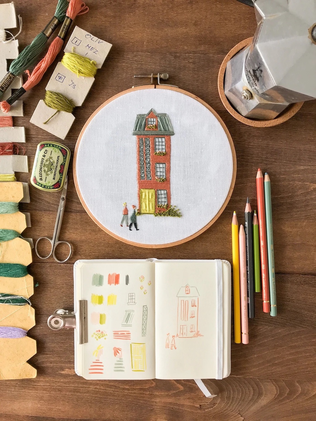 Modern hand embroidery pattern