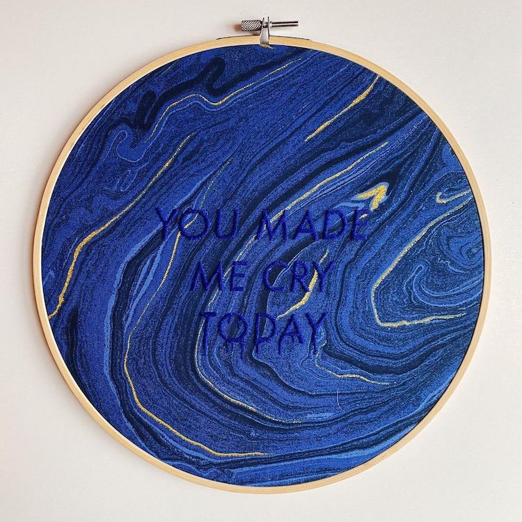 Embroidered words by Ciara LeRoy