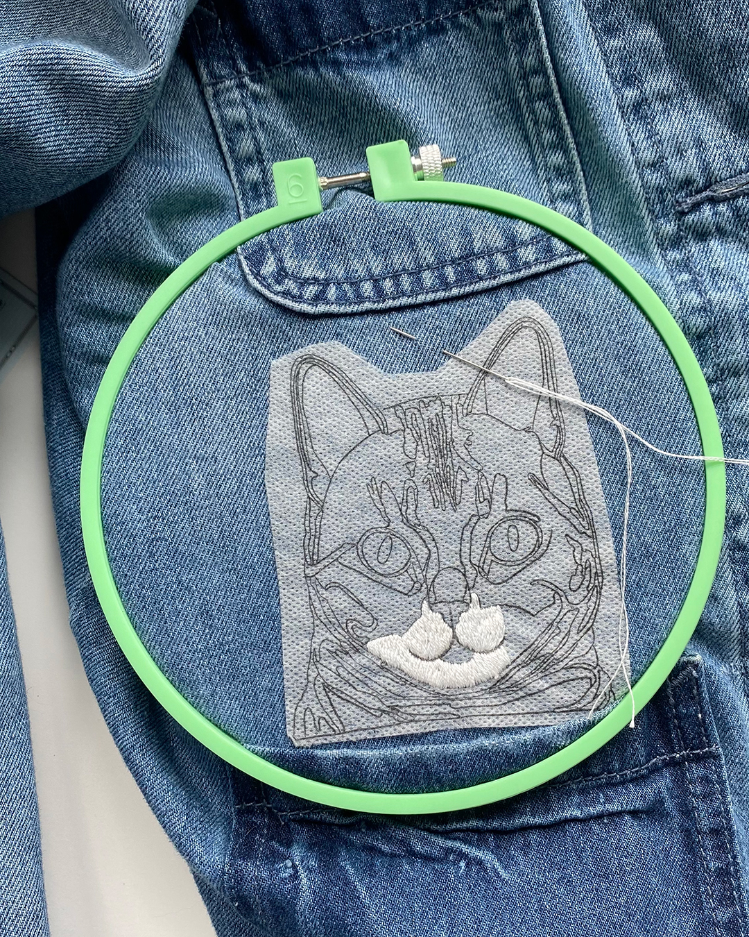 Cat embroidery on a jacket