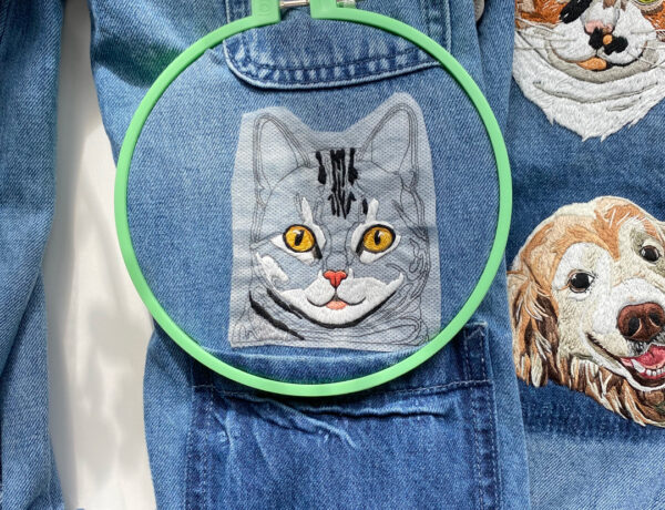 Cat embroidery on a jacket