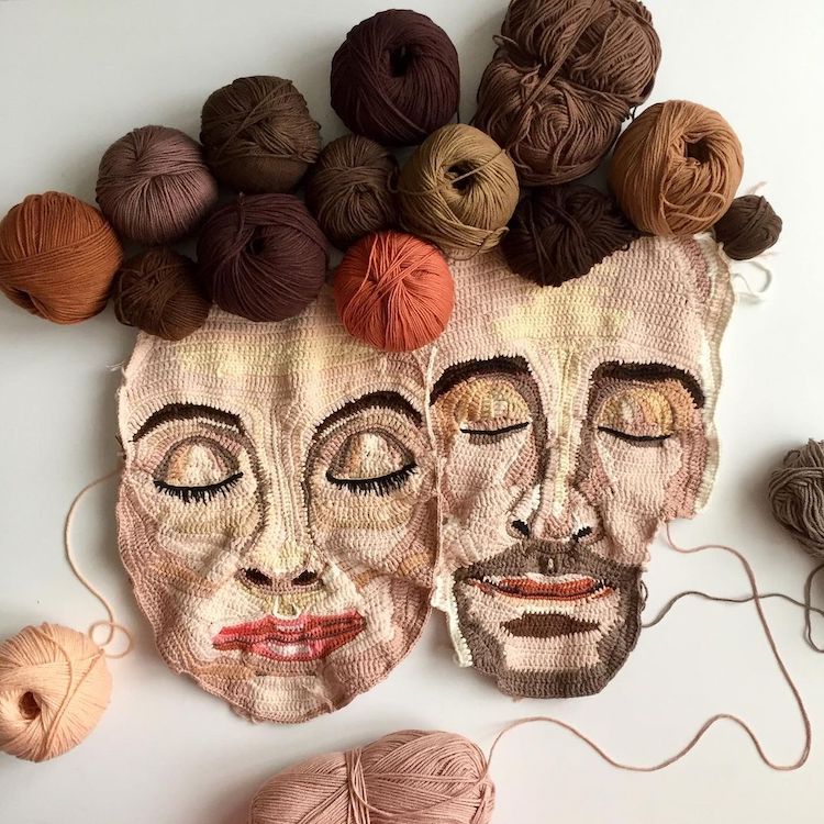 Crochet Portraits by Une