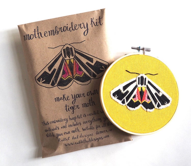 Moth embroidery pattern