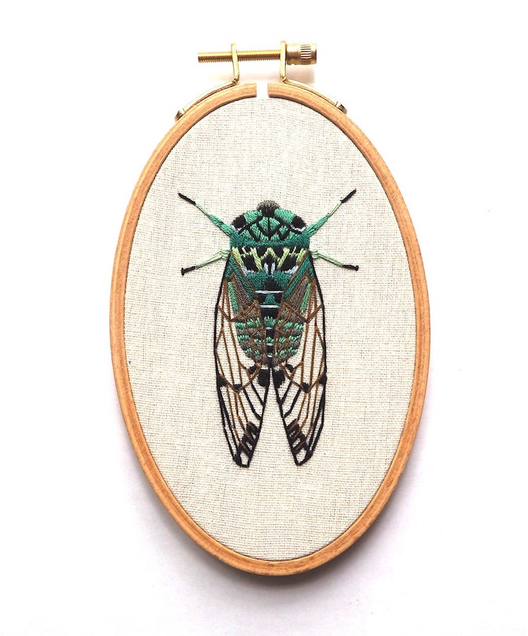 Cicada embroidery pattern