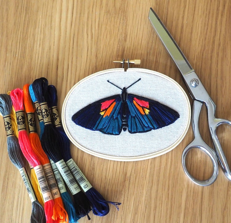 Moth embroidery pattern