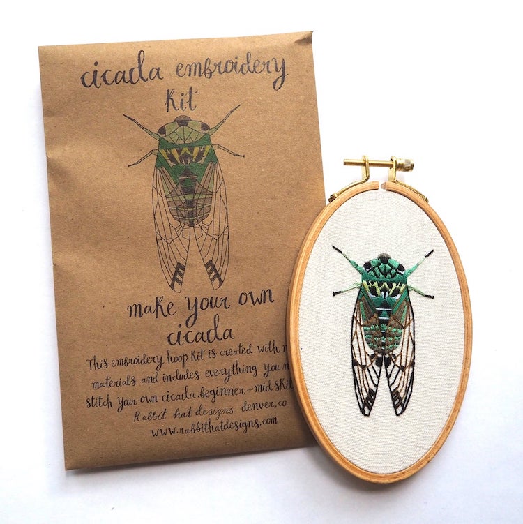Cicada embroidery pattern