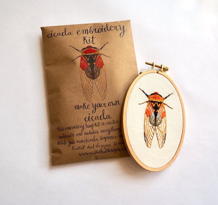 Cicada embroidery pattern