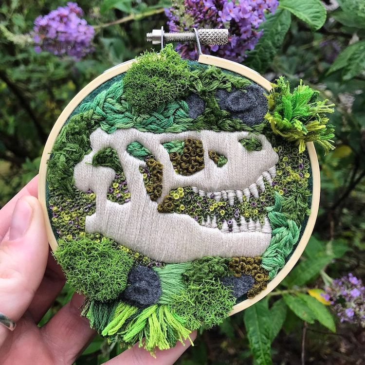 Fossil embroidery by Rachel Crisp