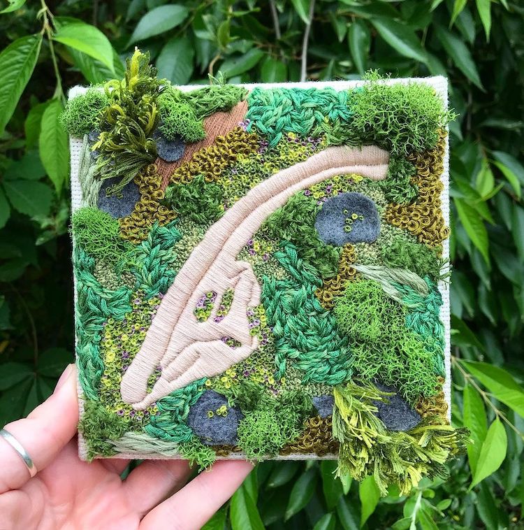 Fossil embroidery by Rachel Crisp