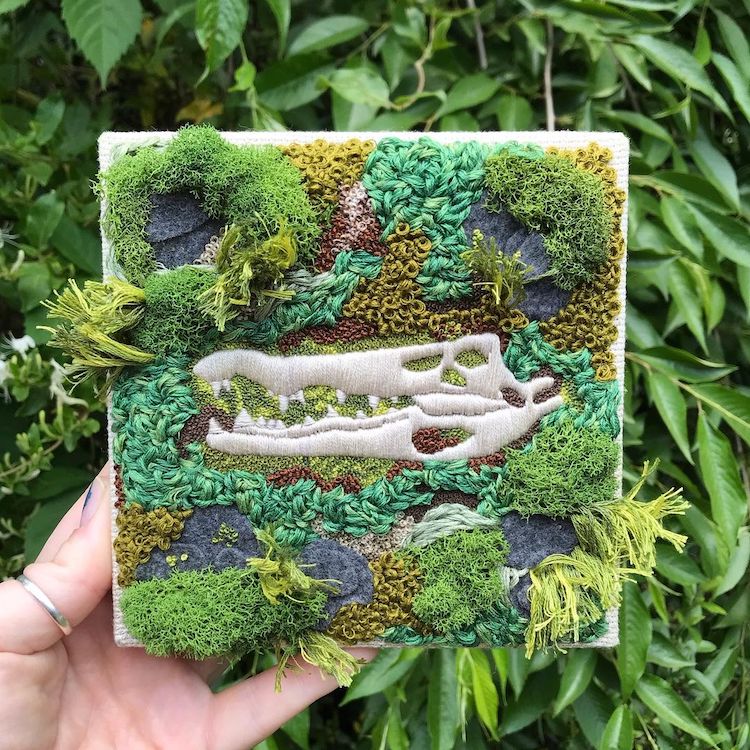 Fossil embroidery by Rachel Crisp