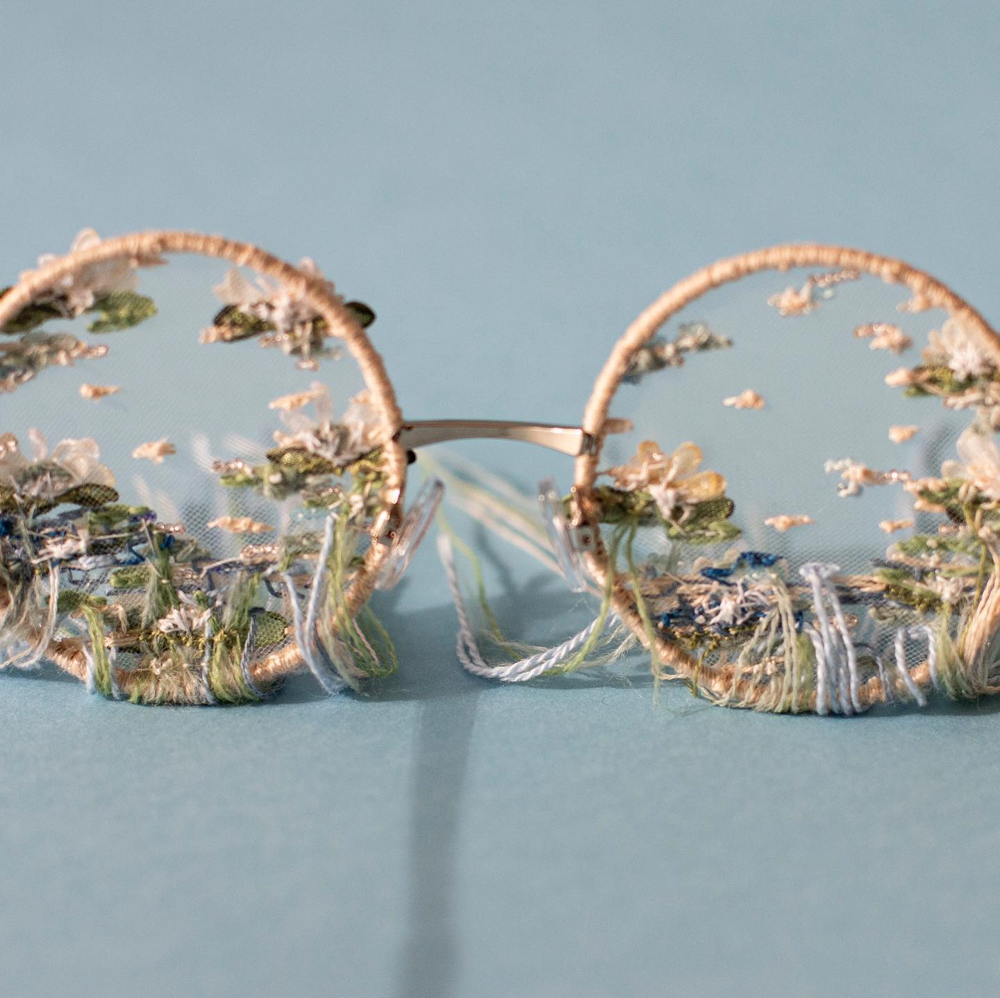 Embroidered glasses by Pola Laamanen