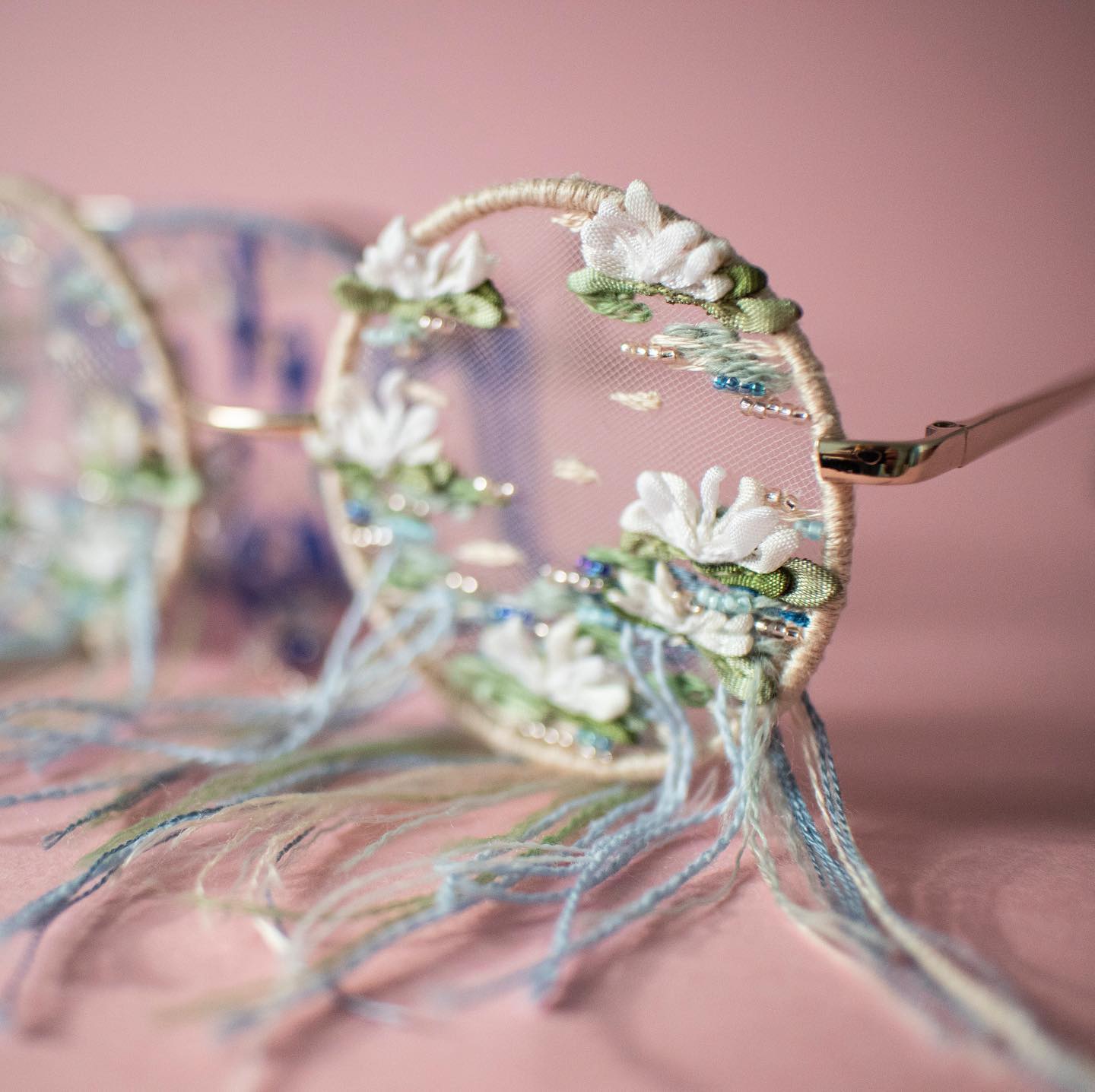 Embroidered glasses by Pola Laamanen