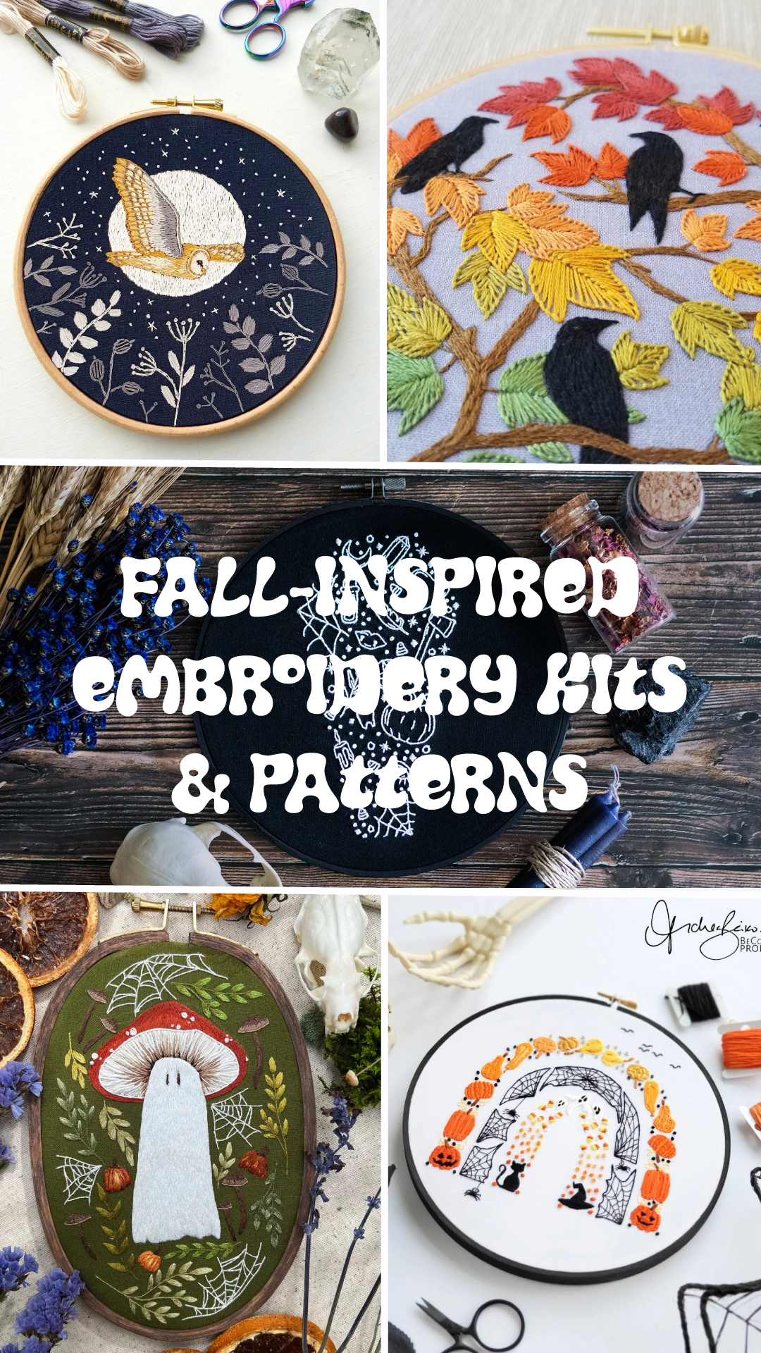 Fall-inspired embroidery patterns and kit 