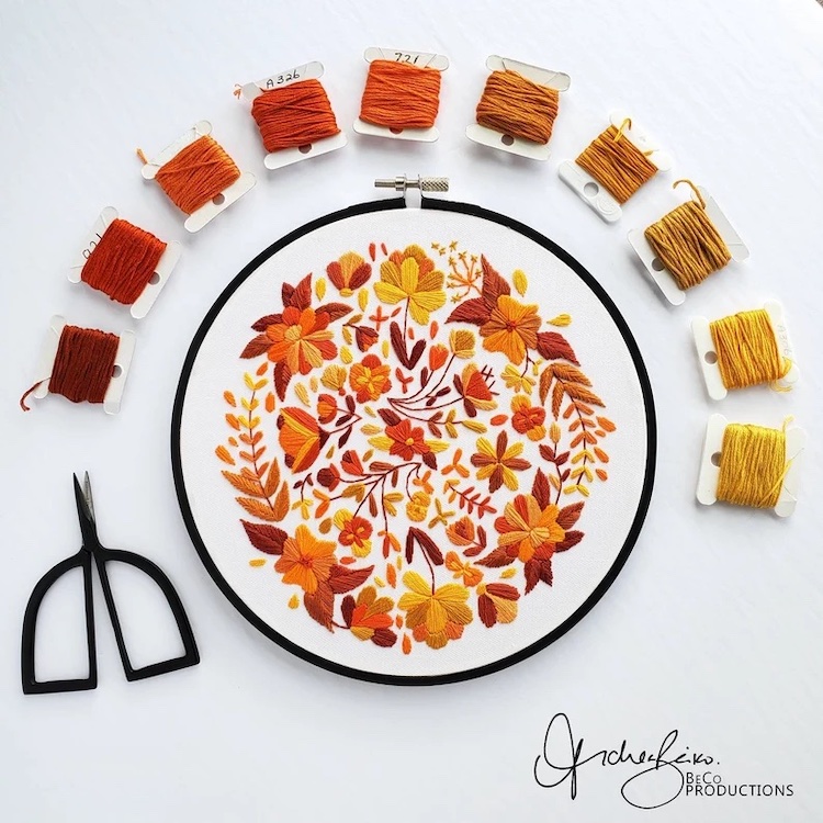 Fall-inspired downloadable embroidery pattern