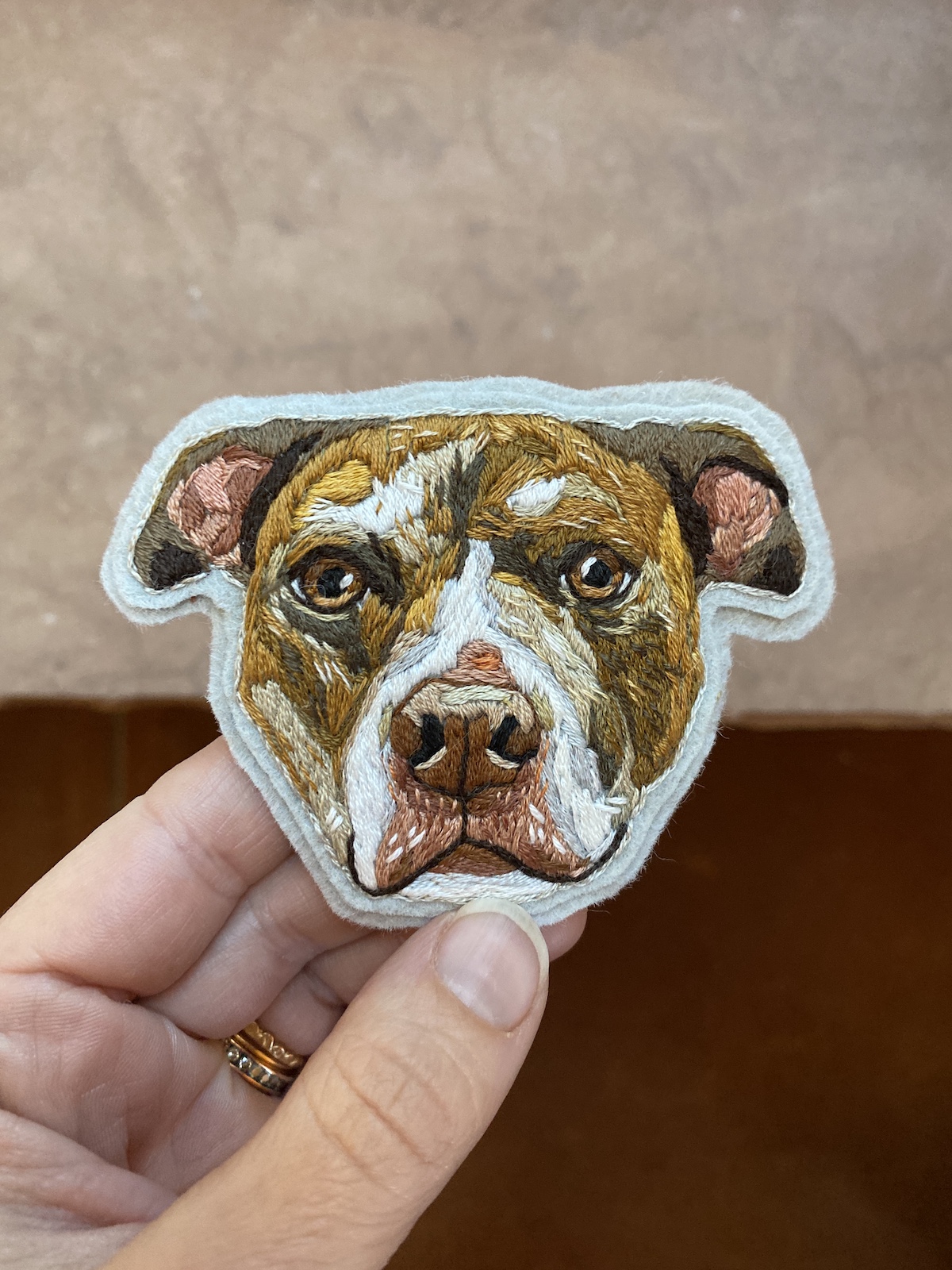 Custom pet portrait patch by Brown Paper Stitch