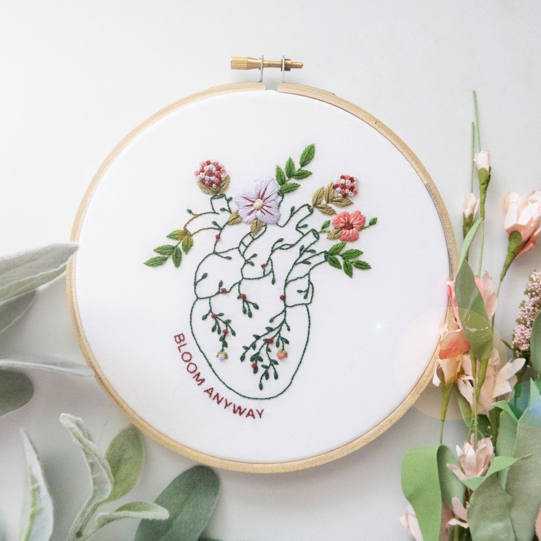 Embroidery pattern to celebrate Galentine's Day