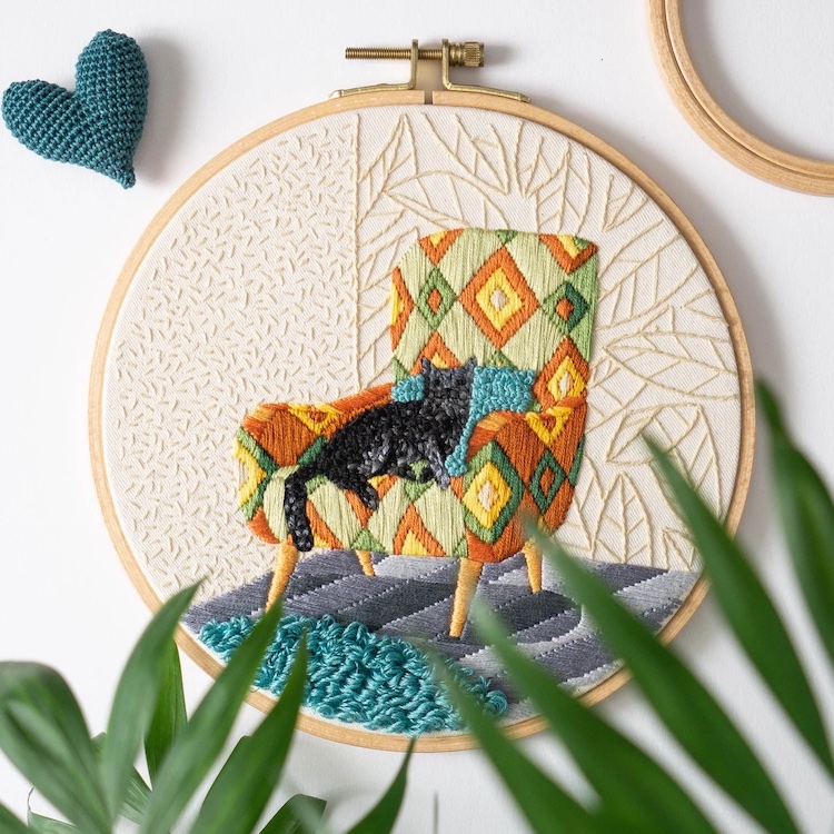 Cat embroidery pattern