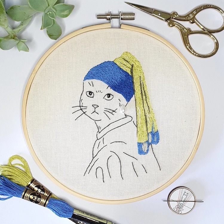 Cat embroidery pattern