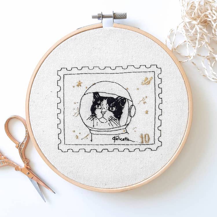 Cat embroidery pattern