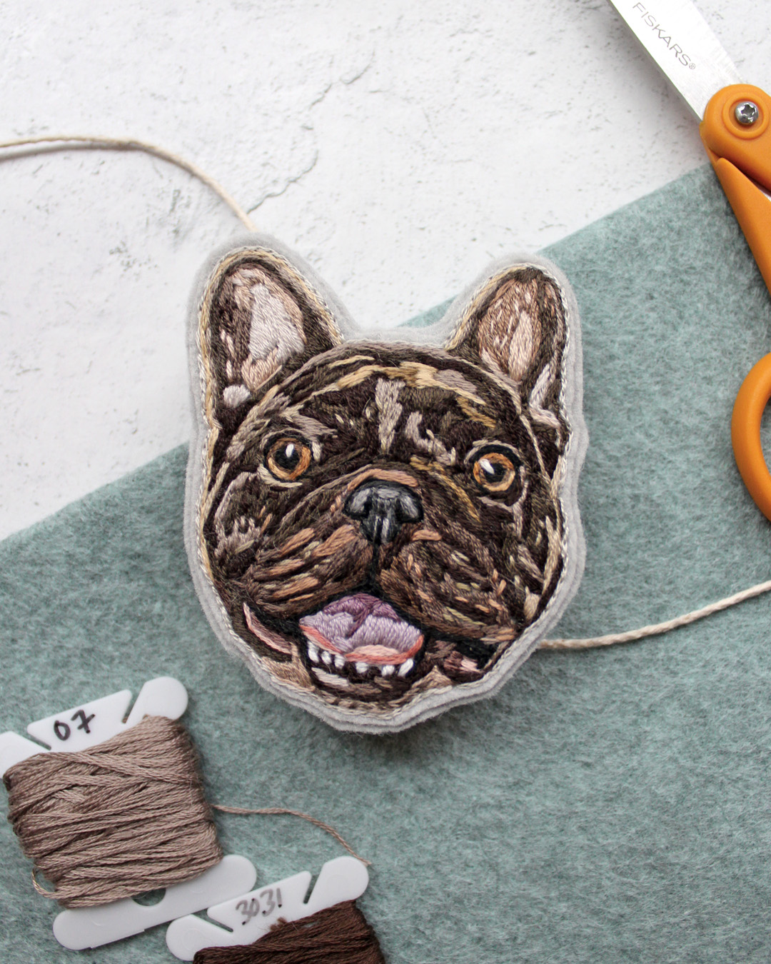 Custom pet portrait patch by Brown Paper Stitch