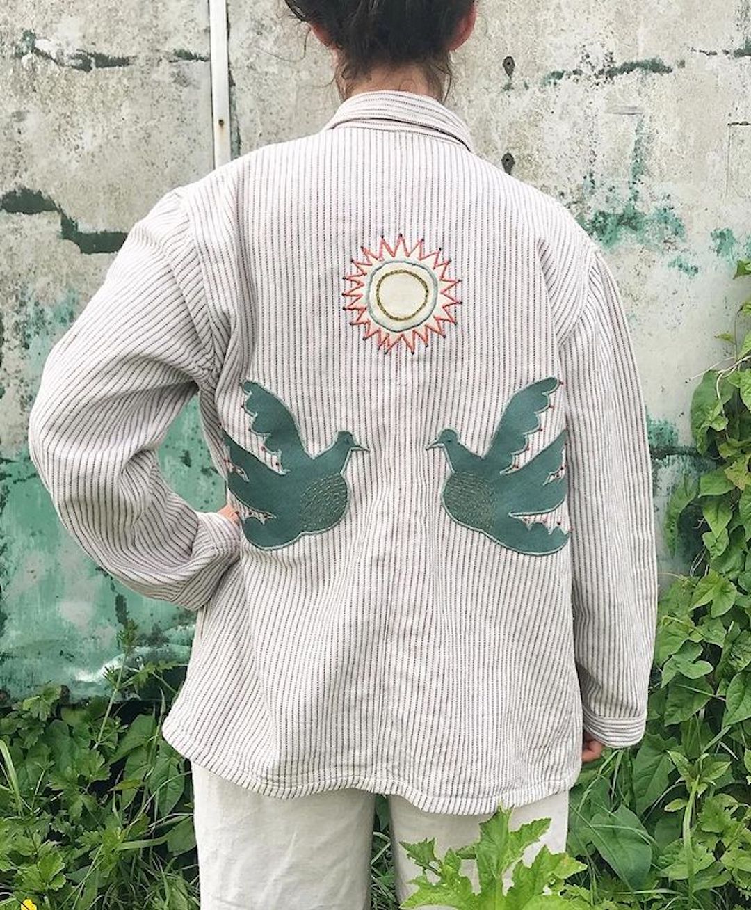 Embroidery on clothing by Madeleine Kemsley