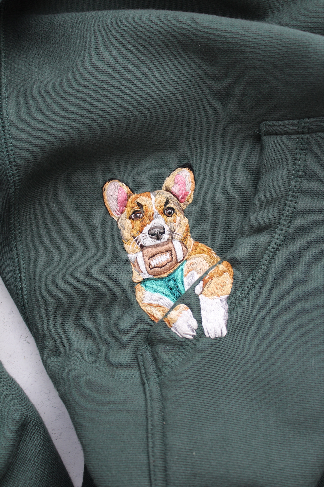 Custom pet portrait on hoodie